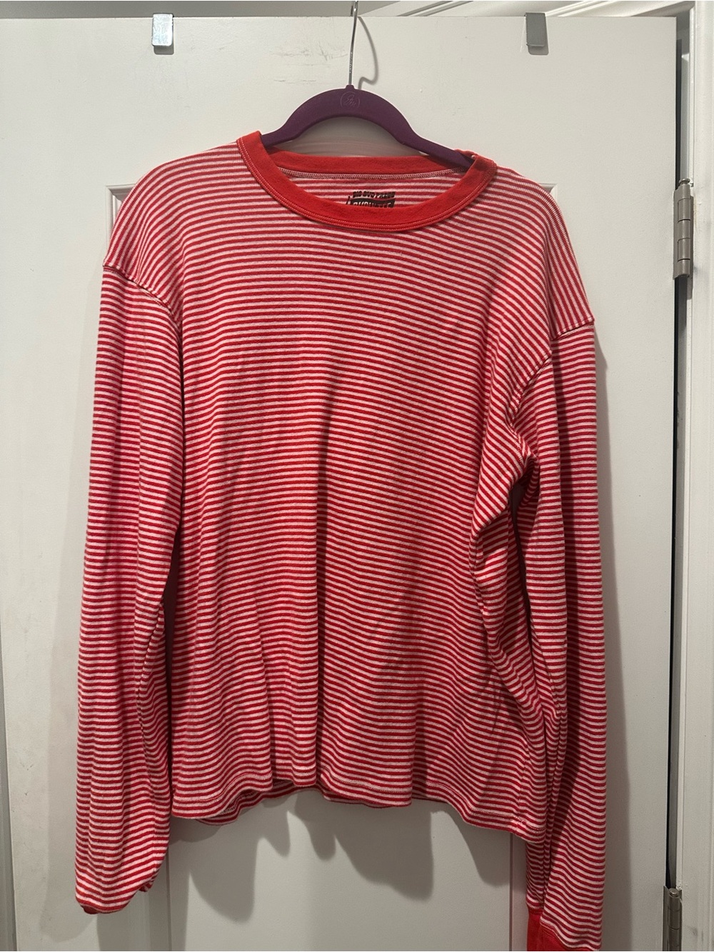 Big Bud Press Red and White Striped Burly Tee. Size xs